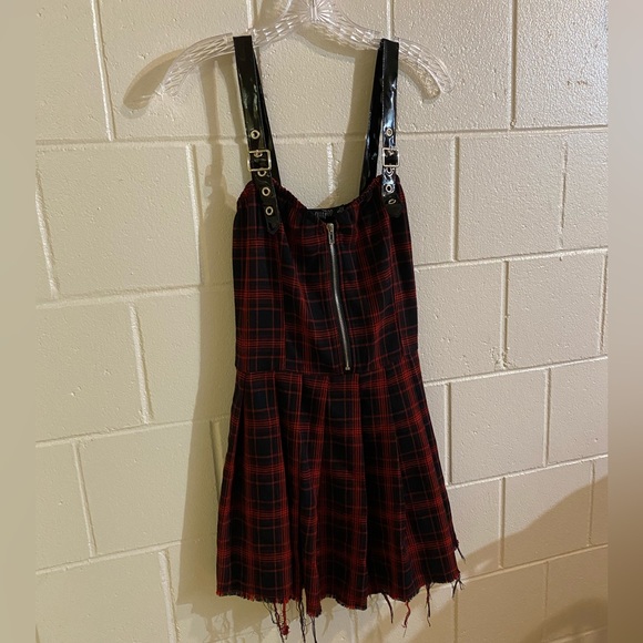 Dolls Kill Current Mood Born to Burn goth punk pleated plaid dress - Picture 3 of 8